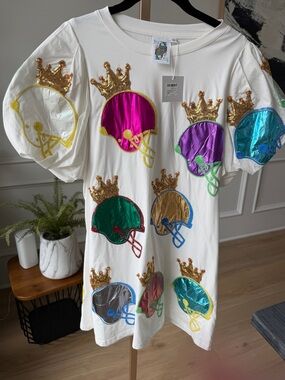 Queen of Sparkles Helmet Queen Puff Sleeve Dress